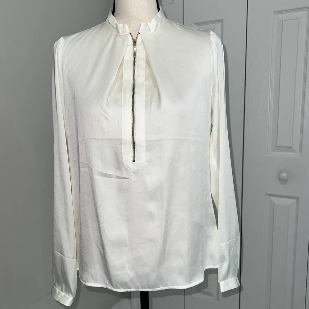 The Limited Zipper Front Off White Long Sleeve Shirt - Small NEW